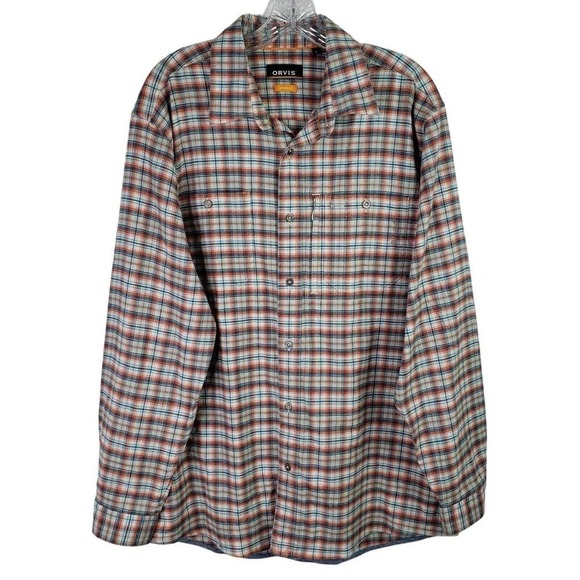 Orvis Shirt Flannel Men's Large Plaid Long Sleeve Button Up Active Fit Cotton - Picture 2 of 13